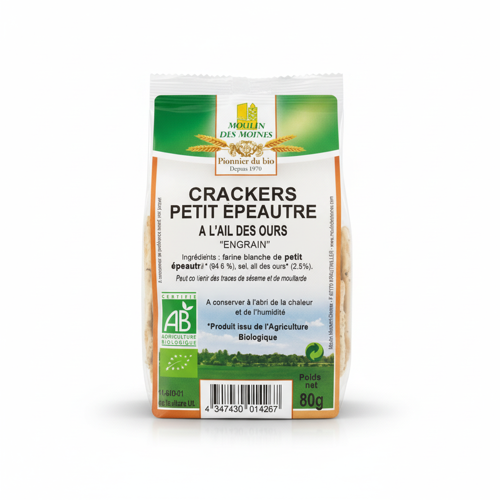 MOULIN DES MOINES -- Cracker petit epeautre ail des
