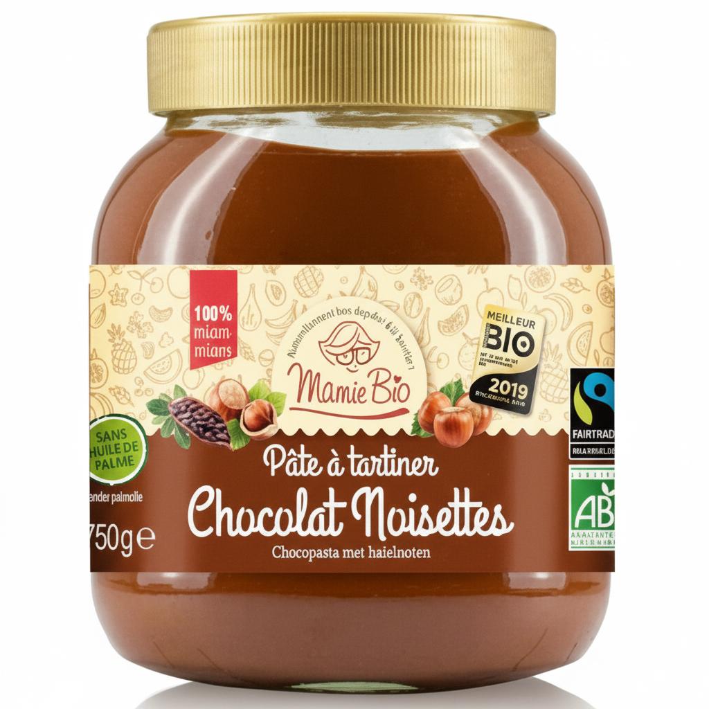 MAMIE BIO -- Pate a tartiner noisettes et cacao 750 g