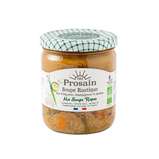 Prosain -- Soupe rustique aux 6 légumes. champignons et quinoa bio - vegan - 420 g