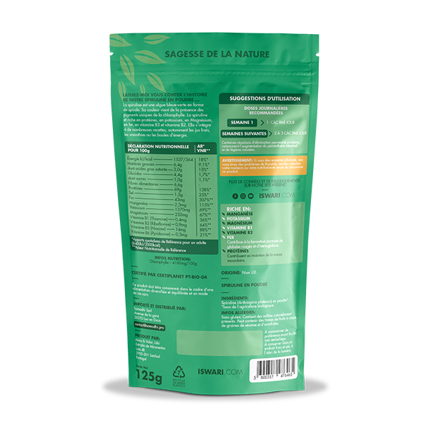 Iswari -- Spiruline poudre bio (origine Hors UE) - 125 g