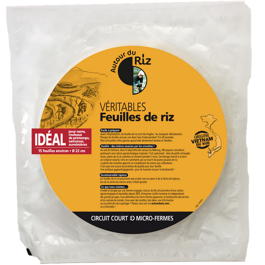 Autour du riz -- Feuilles de riz blanc bio - 22 cm - 150 g