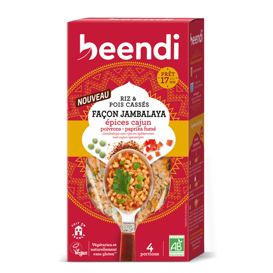 Beendi -- Riz et pois cassés aux épices cajun façon Jambalaya bio - 250g